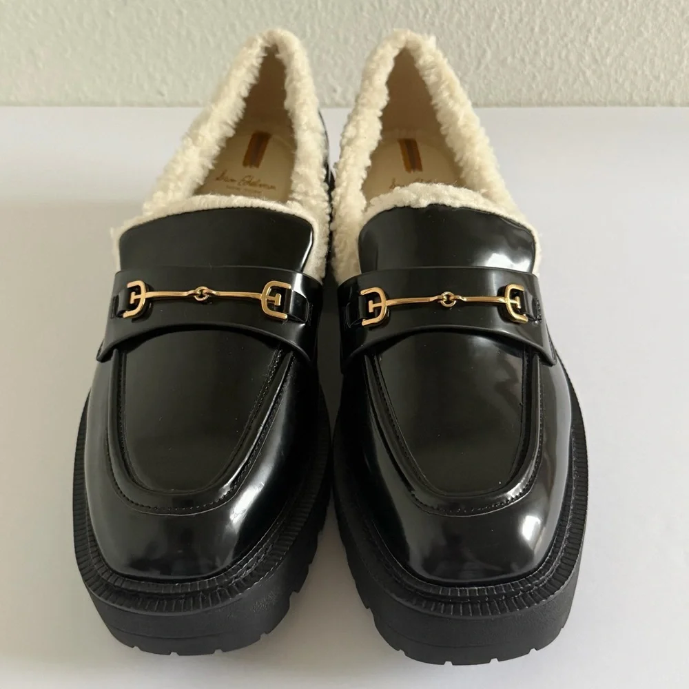 Sam Edelman‎ Laurs Cozy Lug Sole Loafer Faux Fur Black Womens US 9.5M NEW